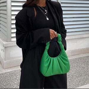 JW PEI Gabbi Ruched Vegan Leather Shoulder Bag Purse Grass Green